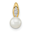 FW Cultured Pearl and Diamond Charm Pendant in Real 14k Yellow Gold