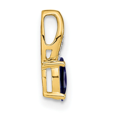 Sapphire and Diamond Charm Pendant in Real 14k Yellow Gold