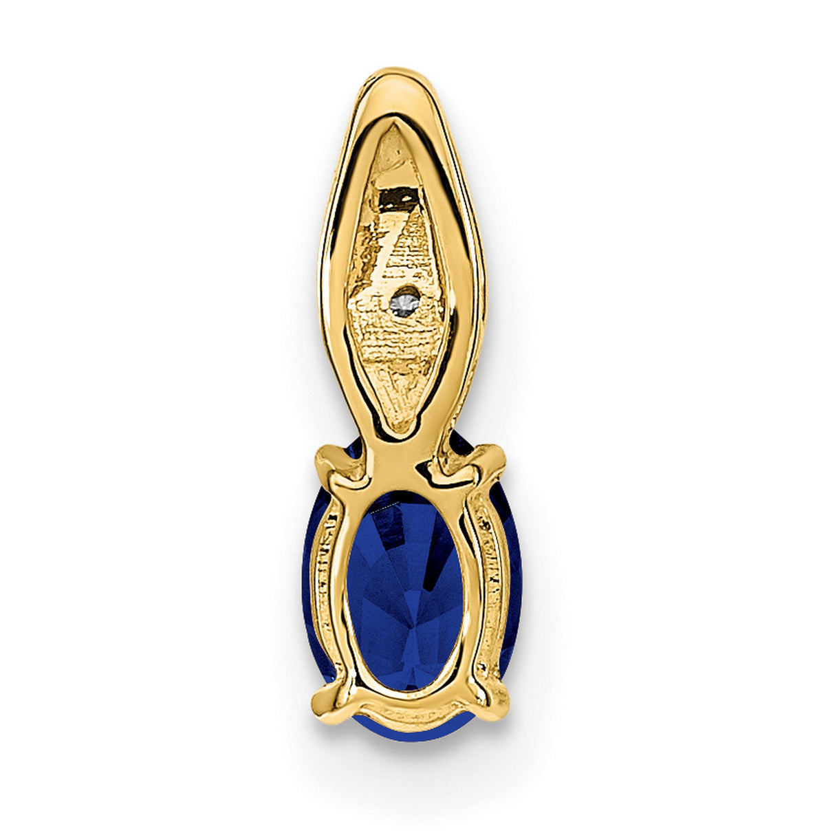 Sapphire and Diamond Charm Pendant in Real 14k Yellow Gold
