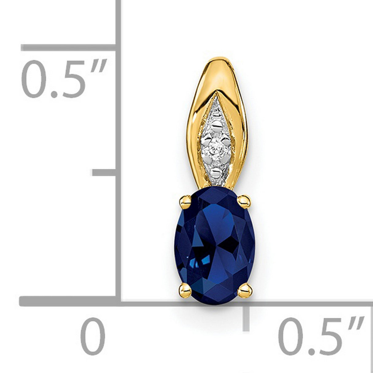 Sapphire and Diamond Charm Pendant in Real 14k Yellow Gold