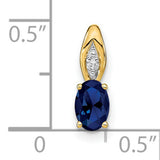 Sapphire and Diamond Charm Pendant in Real 14k Yellow Gold
