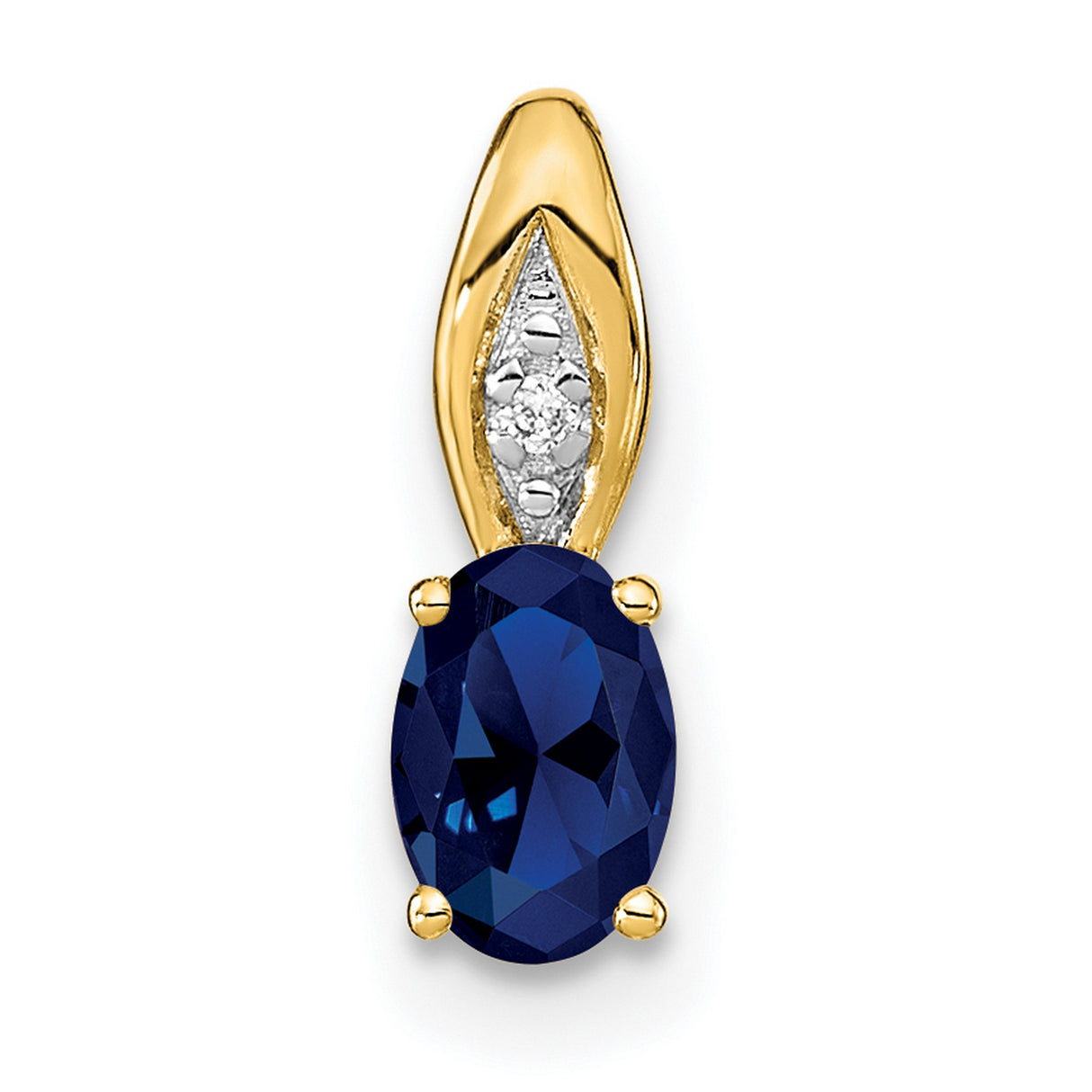 Sapphire and Diamond Charm Pendant in Real 14k Yellow Gold