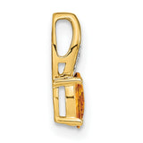 Citrine and Diamond Charm Pendant in Real 14k Yellow Gold