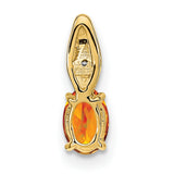 Citrine and Diamond Charm Pendant in Real 14k Yellow Gold