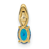 Blue Topaz and Diamond Charm Pendant in Real 14k Yellow Gold