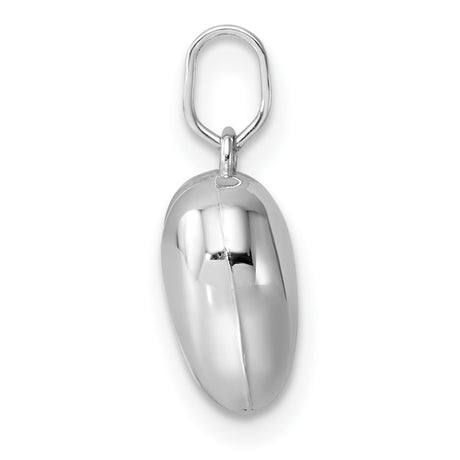 14k White Gold Heart Pendant, Minimalist Polished Design with Smooth Finish for Women