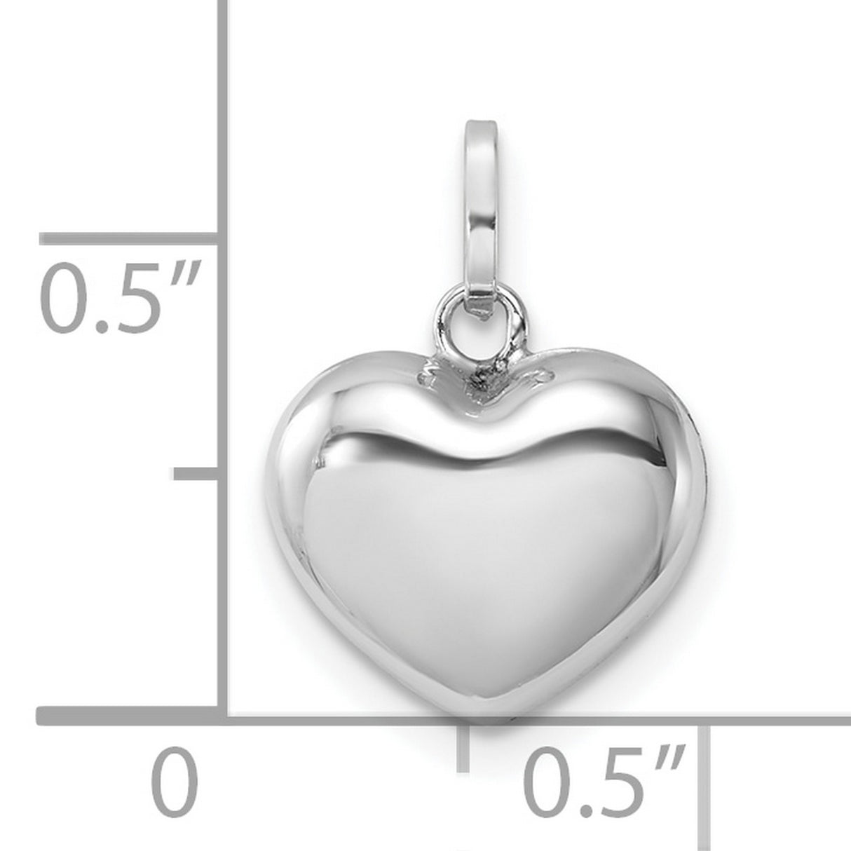 14k White Gold Heart Pendant, Minimalist Polished Design with Smooth Finish for Women