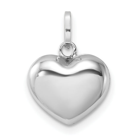 14k White Gold Heart Pendant, Minimalist Polished Design with Smooth Finish for Women