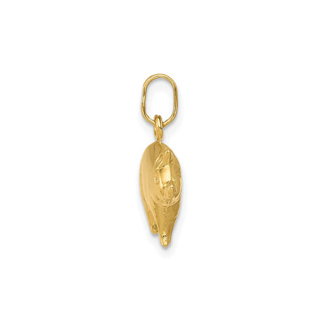 14k Yellow Gold Pig Charm Pendant, 3D Zodiac Animal Jewelry with Polished Finish