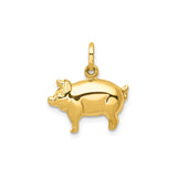 14k Yellow Gold Pig Charm Pendant, 3D Zodiac Animal Jewelry with Polished Finish