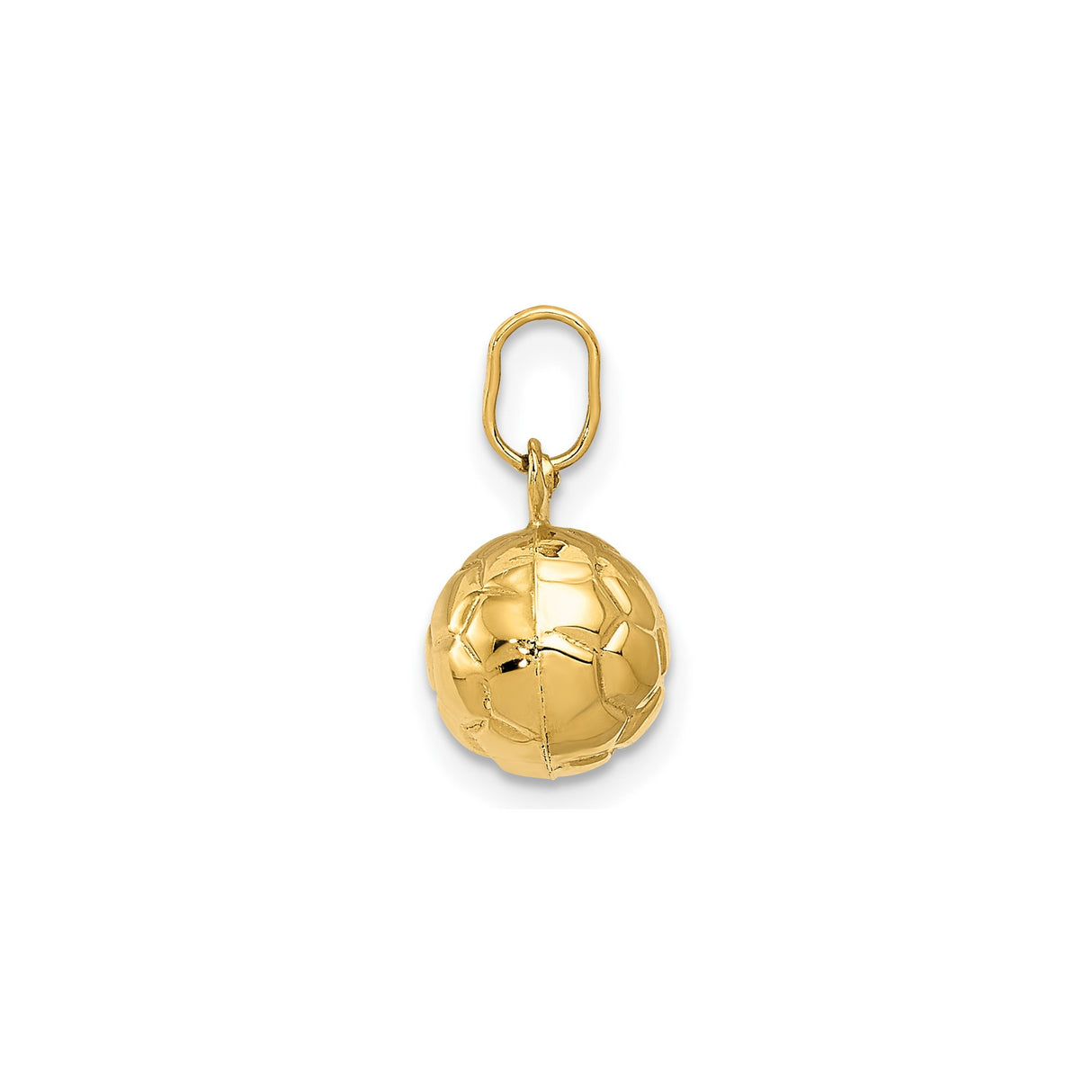 14k Yellow Gold Soccer Ball Pendant Charm, Detailed 3D Design for Athletes and Fans
