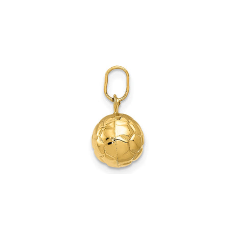 14k Yellow Gold Soccer Ball Pendant Charm, Detailed 3D Design for Athletes and Fans