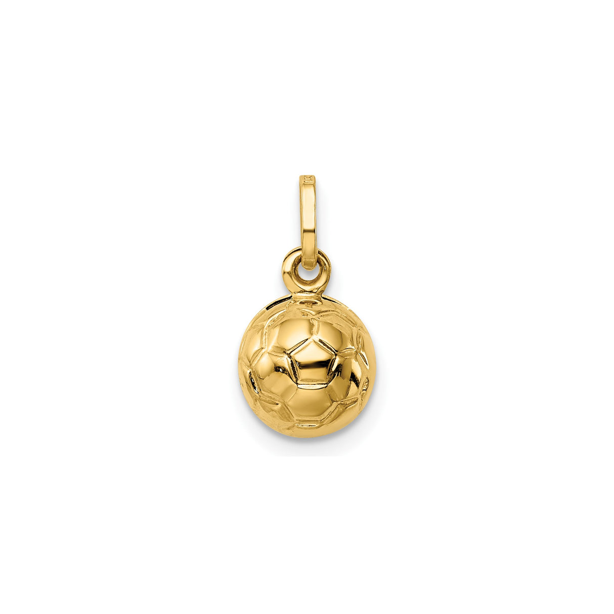 14k Yellow Gold Soccer Ball Pendant Charm, Detailed 3D Design for Athletes and Fans
