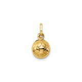 14k Yellow Gold Soccer Ball Pendant Charm, Detailed 3D Design for Athletes and Fans