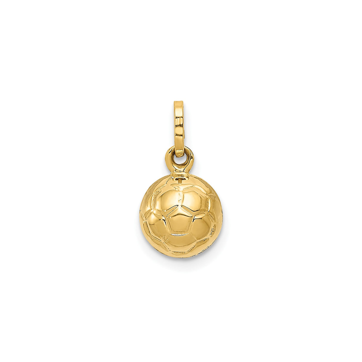 14k Yellow Gold Soccer Ball Pendant Charm, Detailed 3D Design for Athletes and Fans