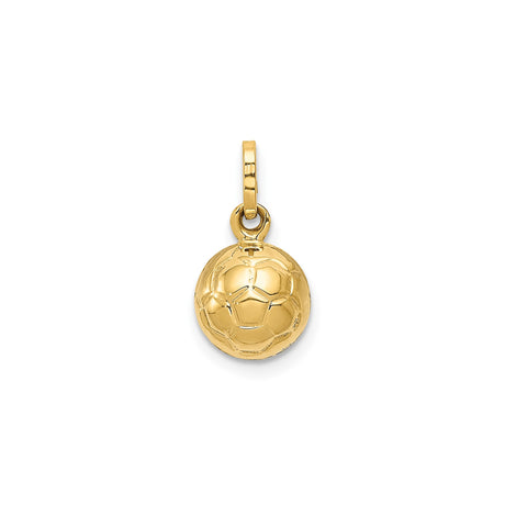 14k Yellow Gold Soccer Ball Pendant Charm, Detailed 3D Design for Athletes and Fans