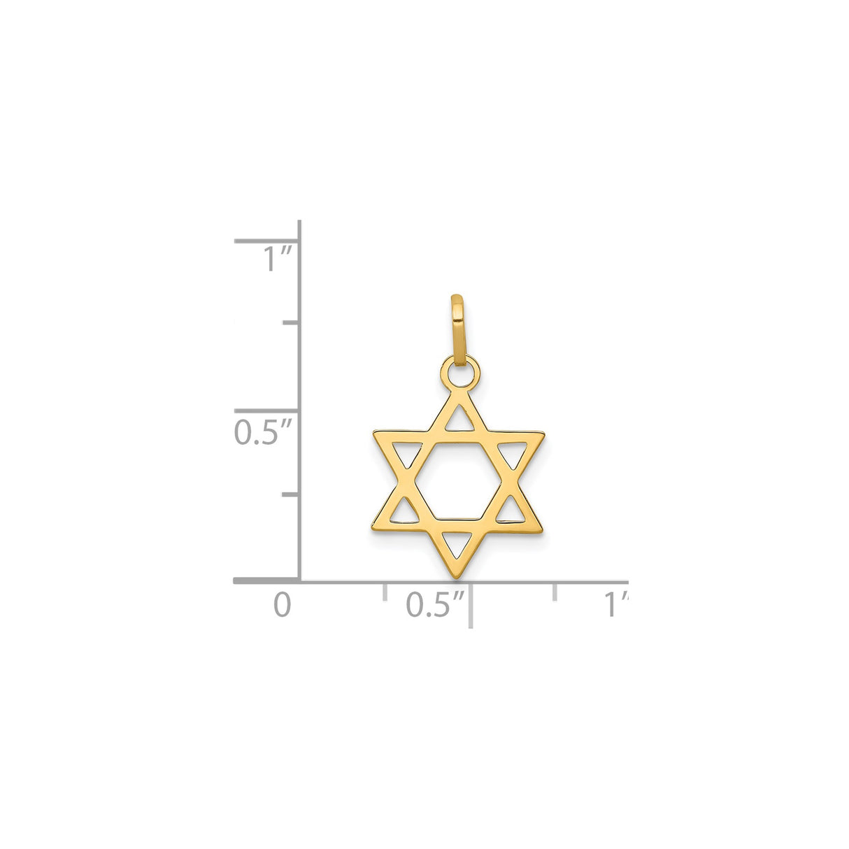 14k Yellow Gold Star of David Pendant, Polished Openwork Jewish Symbol Charm