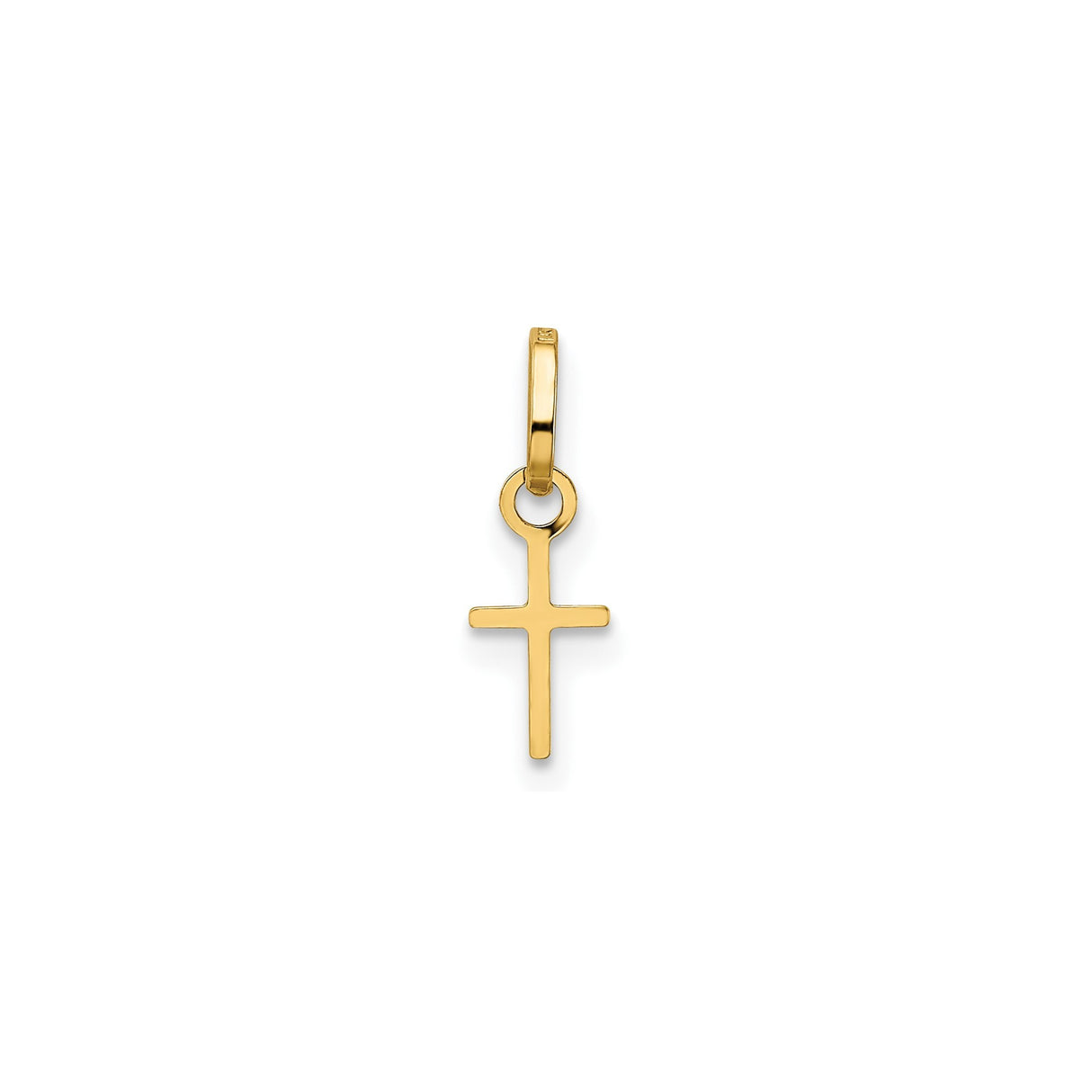 14k Yellow Gold Cross Pendant, Simple Minimalist Christian Charm for Women