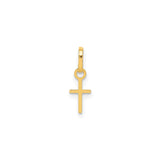14k Yellow Gold Cross Pendant, Simple Minimalist Christian Charm for Women