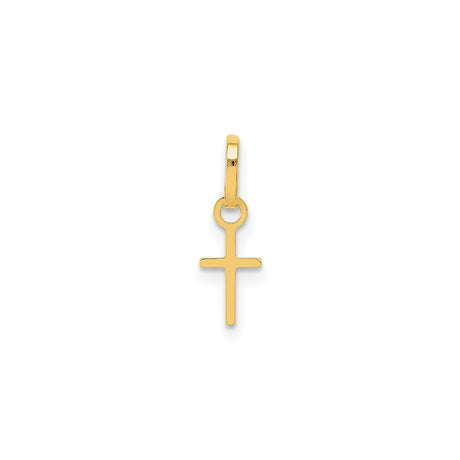 14k Yellow Gold Cross Pendant, Simple Minimalist Christian Charm for Women