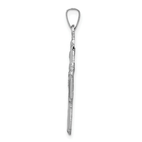 Solid Four Way Cross Cruciform Charm Pendant in Real 14k White Gold