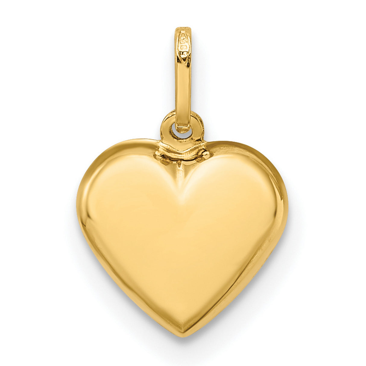14k Yellow Gold Heart Pendant, Smooth Polished Love Symbol Charm for Women
