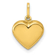 14k Yellow Gold Heart Pendant, Smooth Polished Love Symbol Charm for Women