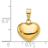 Puffed Heart in Polished 16x12mm Charm Pendant in Real 14k Yellow Gold