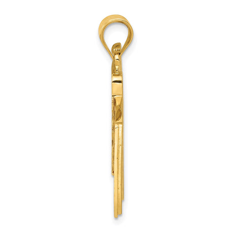 14k Yellow Gold American Flag Pendant with Red White Blue Enamel, Patriotic USA Charm