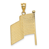 14k Yellow Gold American Flag Pendant with Red White Blue Enamel, Patriotic USA Charm