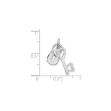 14k White Gold Heart Key and Lock Pendant, Romantic Linked Heart Jewelry for Women
