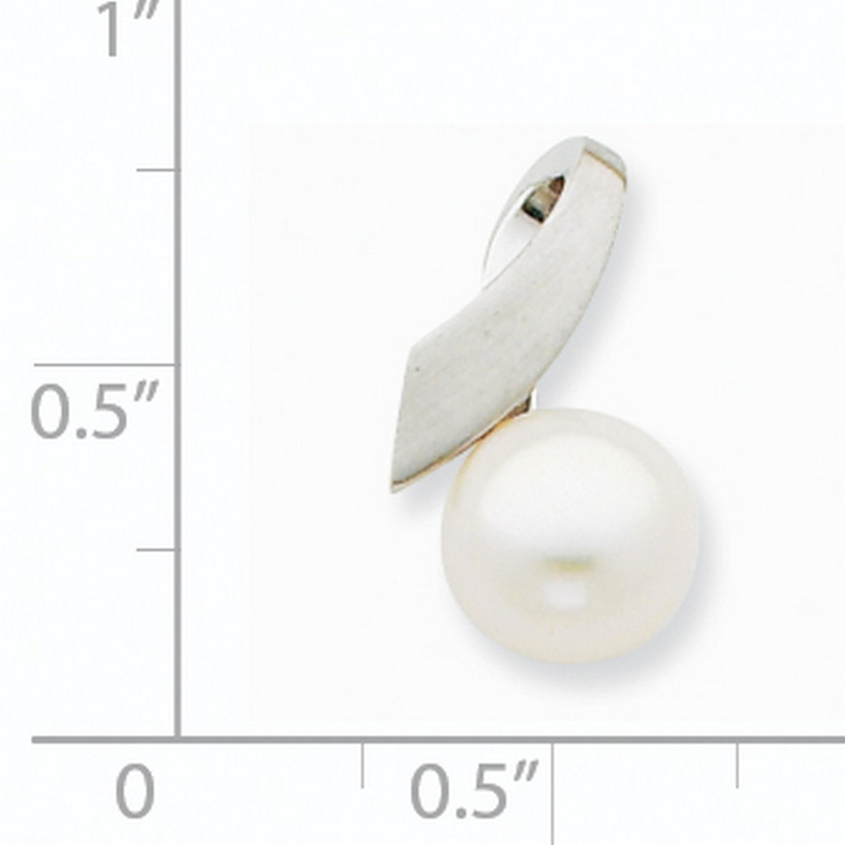 14k White Gold Pendant with Cultured Freshwater Pearl, Modern Minimalist Drop Design