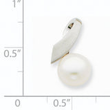 14k White Gold Pendant with Cultured Freshwater Pearl, Modern Minimalist Drop Design