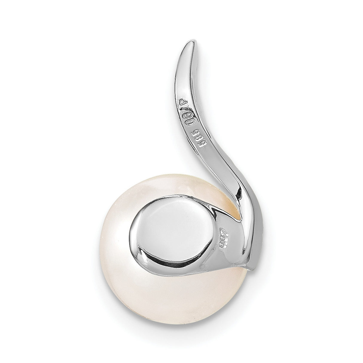 14k White Gold Pendant with Cultured Pearl and Diamond Accents, Elegant Bridal Jewelry