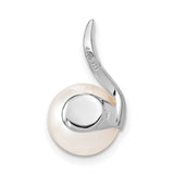 14k White Gold Pendant with Cultured Pearl and Diamond Accents, Elegant Bridal Jewelry