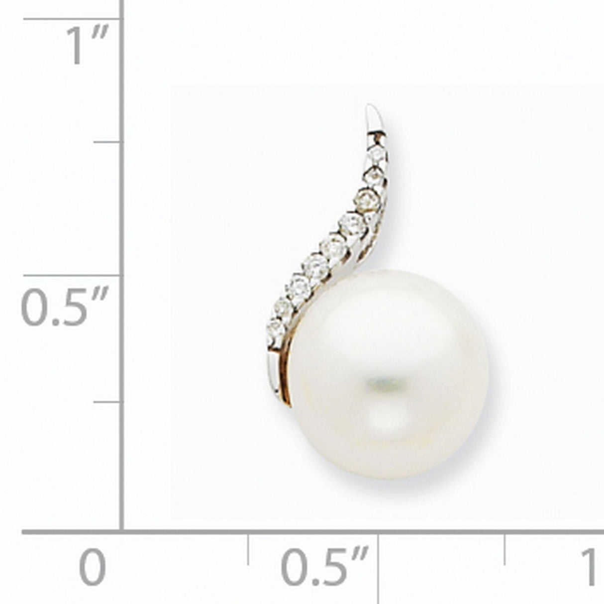 14k White Gold Pendant with Cultured Pearl and Diamond Accents, Elegant Bridal Jewelry