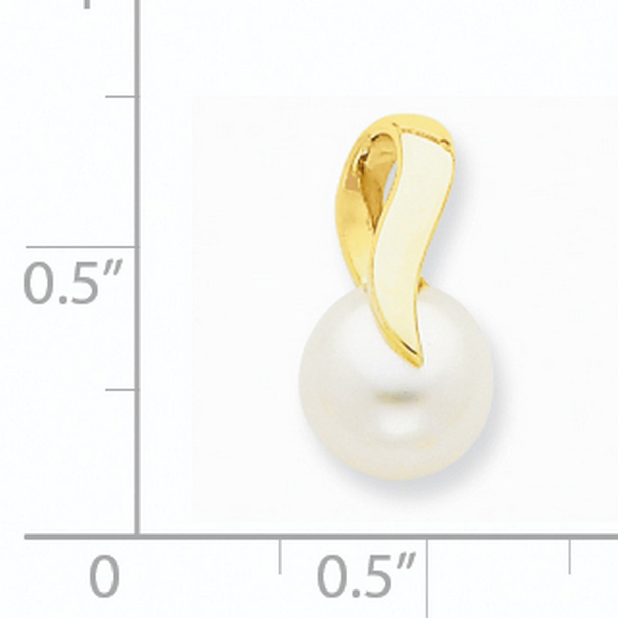 14k Yellow Gold Pendant with White Freshwater Cultured Pearl, Modern Swirl Design