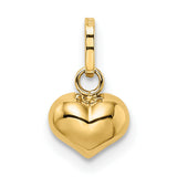 14k Yellow Gold Heart Locket Pendant, Smooth Polished Finish, Classic Symbol of Love for Women