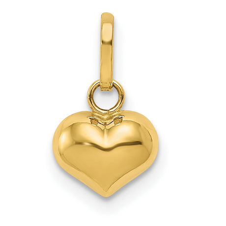 14k Yellow Gold Heart Locket Pendant, Smooth Polished Finish, Classic Symbol of Love for Women