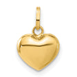 14k Yellow Gold Heart Pendant, Polished Minimalist Charm for Women