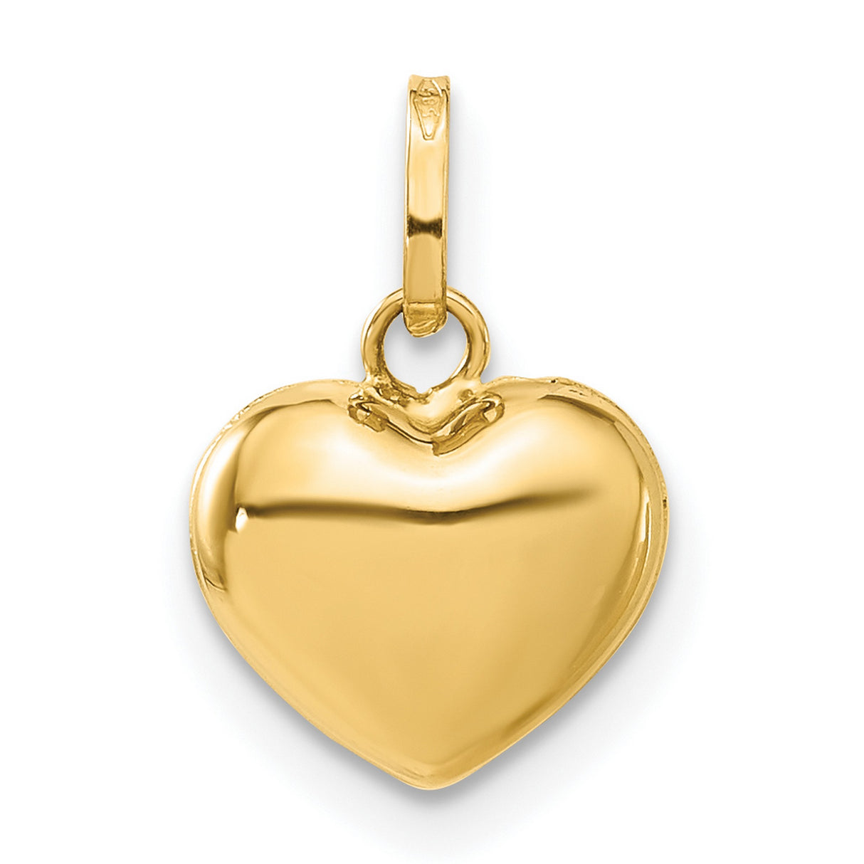 14k Yellow Gold Heart Pendant, Polished Minimalist Charm for Women