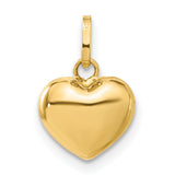 14k Yellow Gold Heart Pendant, Polished Minimalist Charm for Women