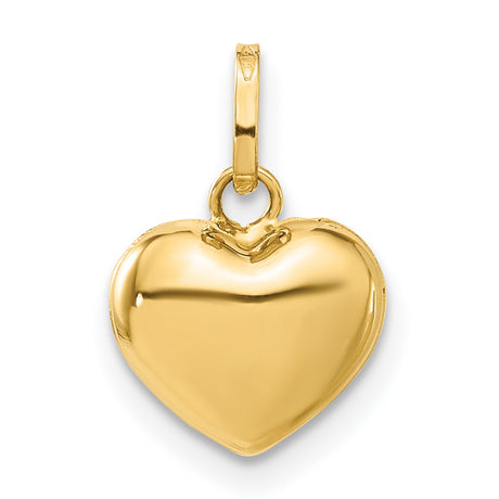 14k Yellow Gold Heart Pendant, Polished Minimalist Charm for Women