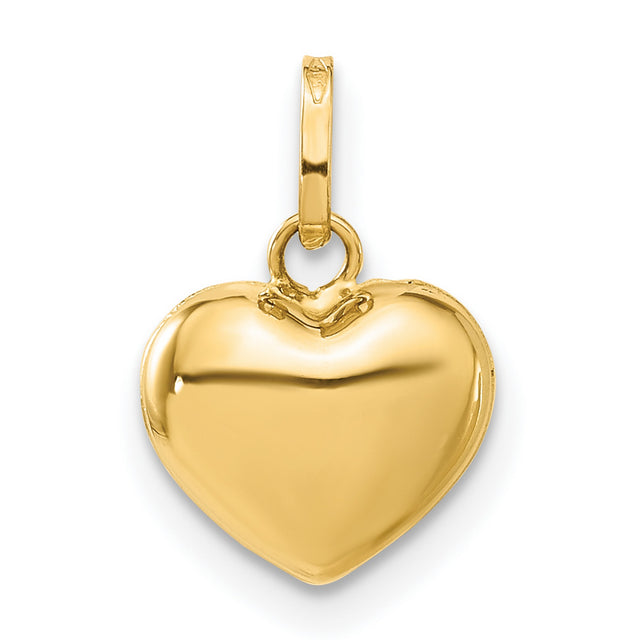 14k Yellow Gold Heart Pendant, Polished Minimalist Charm for Women