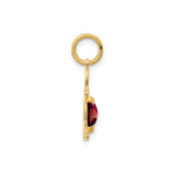14k Yellow Gold Boy Pendant with Smiling Design and Oval Garnet, January Birthstone Charm