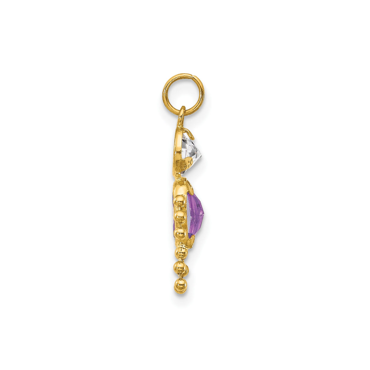 14k Yellow Gold Figure Pendant with Synthetic Birthstone and Cubic Zirconia, Kid Silhouette Design
