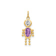14k Yellow Gold Figure Pendant with Synthetic Birthstone and Cubic Zirconia, Kid Silhouette Design