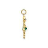 14k Yellow Gold Girl Shaped Pendant with Synthetic Birthstone and Cubic Zirconia, Family Charm Theme