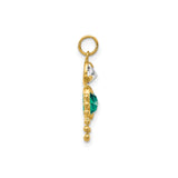 14k Yellow Gold Pendant with Synthetic Birthstone and Cubic Zirconia, Heart Family Keepsake Charm