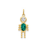 14k Yellow Gold Pendant with Synthetic Birthstone and Cubic Zirconia, Heart Family Keepsake Charm